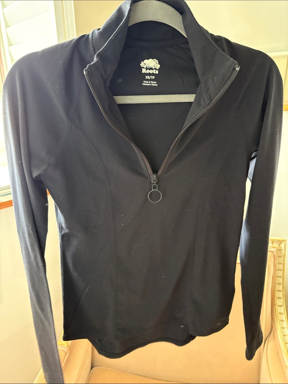 Roots Athletic Black Half-Zip Pullover Top